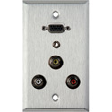 Photo of My Custom Shop 1-Gang Stainless Steel Plate w/ 1-VGA Female Barrel/3 RCA Barrels/1 Mini Jack 3.5mm