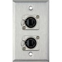 My Custom Shop WPL-1182 1-Gang Stainless Steel Wall Plate w/ 2 Neutrik NE8FDP Barrel Connectors