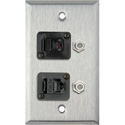 My Custom Shop WPL-1183 1-Gang Stainless Steel Wall Plate w/ 1-RJ45/1-RJ11 & 2- FJ-FJCM Barrel Connectors