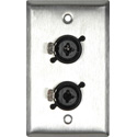 Photo of My Custom Shop WPL-1197 1-Gang Stainless Steel Wall Plate w/ 2 NEUTRIK NCJ6FI-S XLR & 1/4 Combo Jacks