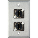 Photo of My Custom Shop WPL-1200 1-Gang Stainless Steel Wall Plate with (2) HDMI 2.0 Feedthru