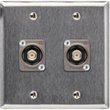 Photo of My Custom Shop 2-Gang Stainless Steel Wall Plate with 2 NEUTRIK 12G-SDI Recessed BNC Barrels