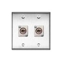 My Custom Shop 2-Gang Stainless Steel Wall Plate with 2 Canare BCJ-JRUK 12G-SDI Recessed BNC Barrels