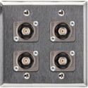 My Custom Shop WPL-2108 2-Gang Stainless Steel Wall Plate with 4 NEUTRIK 12G-SDI Recessed BNC Barrels