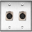 Photo of My Custom Shop WPL-2110 2-Gang Stainless Steel Wall Plate w/2 Neutrik Latching 3-Pin XLR-Fs