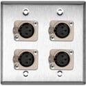 My Custom Shop 2-Gang Steel Wall Plate with 4 NEUTRIK Latching 3-Pin XLR Females