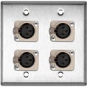 My Custom Shop WPL-2111 2-Gang Steel Wall Plate with 4 Neutrik Latching 3-Pin XLR Females