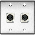 Photo of My Custom Shop WPL-2112 2-Gang Stainless Steel Wall Plate w/ 2 Latchless 3-Pin XLR-F