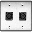 Photo of My Custom Shop WPL-2116 2-Gang Stainless Steel Wall Plate w/ 2 Plastic Latchless 3-Pin XLR-Fs