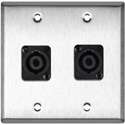Photo of My Custom Shop 2-Gang Stainless Steel Wall Plate w/ 2 NEUTRIK NL4MP 4-Pole speakONs