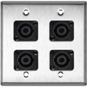 Photo of My Custom Shop 2-Gang Stainless Steel Wall Plate w/ 4 NEUTRIK NL4MP 4-Pole speakONs