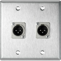 Photo of My Custom Shop WPL-2120-TB 2-Gang Stainless Steel Wall Plate w/ 2 XLR 3-Pin Male Terminal Block