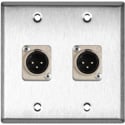 Photo of My Custom Shop WPL-2120 2-Gang Stainless Steel Wall Plate w/ 2 Neutrik XLR 3-Pin Male Connectors