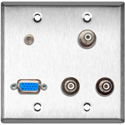 Photo of My Custom Shop 2-Gang Stainless Steel Wall Plate w/ 1 VGA HD-15/3-RCA Barrels & 1-3.5 Stereo Mini Jack