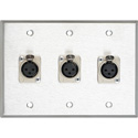 My Custom Shop WPL-3102-TB 3-Gang Stainless Steel Wall Plate w/ 3 Latching 3-Pin XLR Female Terminal Block