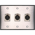 Photo of My Custom Shop 3-Gang Stainless Steel Wall Plate w/ 3 Latching NEUTRIK 3-Pin XLR-Fs