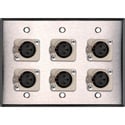 Photo of My Custom Shop WPL-3104 3-Gang Stainless Steel Wall Plate w/ 6 Latching Neutrik 3-Pin XLR-Fs