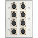 My Custom Shop WPL-3108 3-Gang Stainless Steel Wall Plate w/ 8 NC3FD-L-1 XLR Connectors