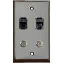 Photo of My Custom Shop 1-Gang Brown Lexan Wall Plate w/ 2- RJ45 Barrels & 2- F Coax Barrels