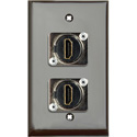 Photo of My Custom Shop 1-Gang Brown Lexan Wall Plate with (2) HDMI 2.0 Feedthru