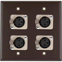 Photo of My Custom Shop WPLB-2111 2-Gang Brown Lexan Wall Plate w/ 4 NEUTRIK Latching 3-Pin XLR Female