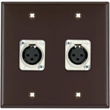 Photo of My Custom Shop WPLB-2112 2-Gang Brown Lexan Wall Plate with 2 Latchless 3-Pin XLR Females