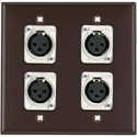 Photo of My Custom Shop WPLB-2113 2-Gang Brown Lexan Wall Plate with 4 Latchless 3-Pin XLR Females