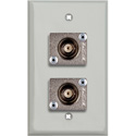 Photo of My Custom Shop 1-Gang Gray Lexan Wall Plate with 2 Canare BCJ-JRUK 12G-SDI BNC Feed-Thrus