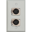 Photo of My Custom Shop WPLG-1116 1-Gang Gray Lexan Wall Plate w/ 2 NEUTRIK 3-Pin Female XLRs Terminal Block