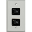 Photo of My Custom Shop WPLG-1153 1-Gang Gray Lexan Wall Plate w/ Two CAT-5E RJ45 F-F Feedthrough