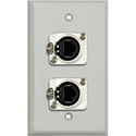 Photo of My Custom Shop WPLG-1166 1-Gang Gray Lexan Wall Plate w/ 2 NEUTRIK RJ45 To Rear Krone Connectors
