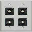 Photo of My Custom Shop WPLG-2103/R 2-Gang Gray Lexan Wall Plate w/ 4 Front Recessed F- Female Barrels