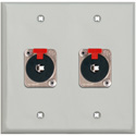 Photo of My Custom Shop WPLG-2105 2-Gang Gray Lexan Wall Plate w/ 2 Neutrik NJ3FP6C Stereo 1/4 Latching Jacks