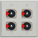 Photo of My Custom Shop 2-Gang Gray Lexan Wall Plate w/ 4 NEUTRIK NJ3FP6C Stereo 1/4 Latching Jacks
