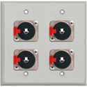 Photo of My Custom Shop WPLG-2106 2-Gang Gray Lexan Wall Plate w/ 4 Neutrik NJ3FP6C Stereo 1/4 Latching Jacks