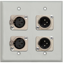 Photo of My Custom Shop 2-Gang Gray Lexan Wall Plate w/ NEUTRIK Dual 3-Pin XLR Male & Dual XLR Female