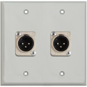 Photo of My Custom Shop WPLG-2120 2-Gang Gray Lexan Wall Plate w/ 2 Neutrik XLR 3-Pin Male Connectors