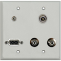 Photo of My Custom Shop 2-Gang Gray Lexan Wall Plate w/ 1-HD15F/1-BNC/2-RCA Barrels and 1 -3.5 Stereo Mini Jack