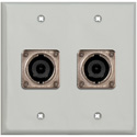 Photo of My Custom Shop 2-Gang Gray Lexan Wall Plate w/ 2 Neutrik NL8MPR 8 Pole speakON Connectors