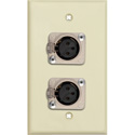 Photo of My Custom Shop WPLI-1116 1-Gang Ivory Lexan Wall Plate w/ 2 NEUTRIK 3-Pin XLR Female Connectors