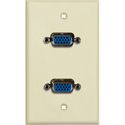 Photo of My Custom Shop WPLI-1137 1-Gang Ivory Lexan Wall Plate w/ 2 HD 15-Pin Female Rear Solder Connectors