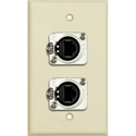 Photo of My Custom Shop WPLI-1166 1-Gang Ivory Lexan Wall Plate w/ 2 NEUTRIK RJ45 To Rear Krone Connectors