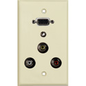Photo of My Custom Shop 1-Gang Ivory Lexan Wall Plate w/ 1 VGA Female Barrel/3 RCA Barrels/1 Mini Jack 3.5mm