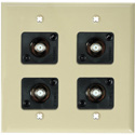 Photo of My Custom Shop WPLI-2103/R 2-Gang Ivory Lexan Wall Plate w/ 4 Front Recessed F- Female Barrel Connectors