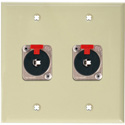 Photo of My Custom Shop WPLI-2105 2-Gang Ivory Lexan Wall Plate w/ 2 Neutrik NJ3FP6C Stereo 1/4 Latching Jacks