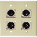 Photo of My Custom Shop WPLI-2109 2-Gang Ivory Lexan Wall Plate w/ 4 NEUTRIK XLR 3-Pin Male Connectors