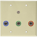 Photo of My Custom Shop 2-Gang Ivory Lexan Wall Plate with 3 12G-SDI BNC Barrels & 1 Solder Type Stereo Mini Jack