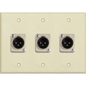 Photo of My Custom Shop 3-Gang Ivory Lexan Wall Plate w/ 3 NEUTRIK Latching 3-Pin XLR Males