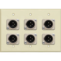 Photo of My Custom Shop 3-Gang Ivory Lexan Wall Plate w/ 6 Latching NEUTRIK 3-Pin XLR Males