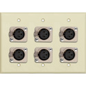 Photo of My Custom Shop 3-Gang Ivory Lexan Wall Plate w/ 6 Latching NEUTRIK 3-Pin XLR Females
